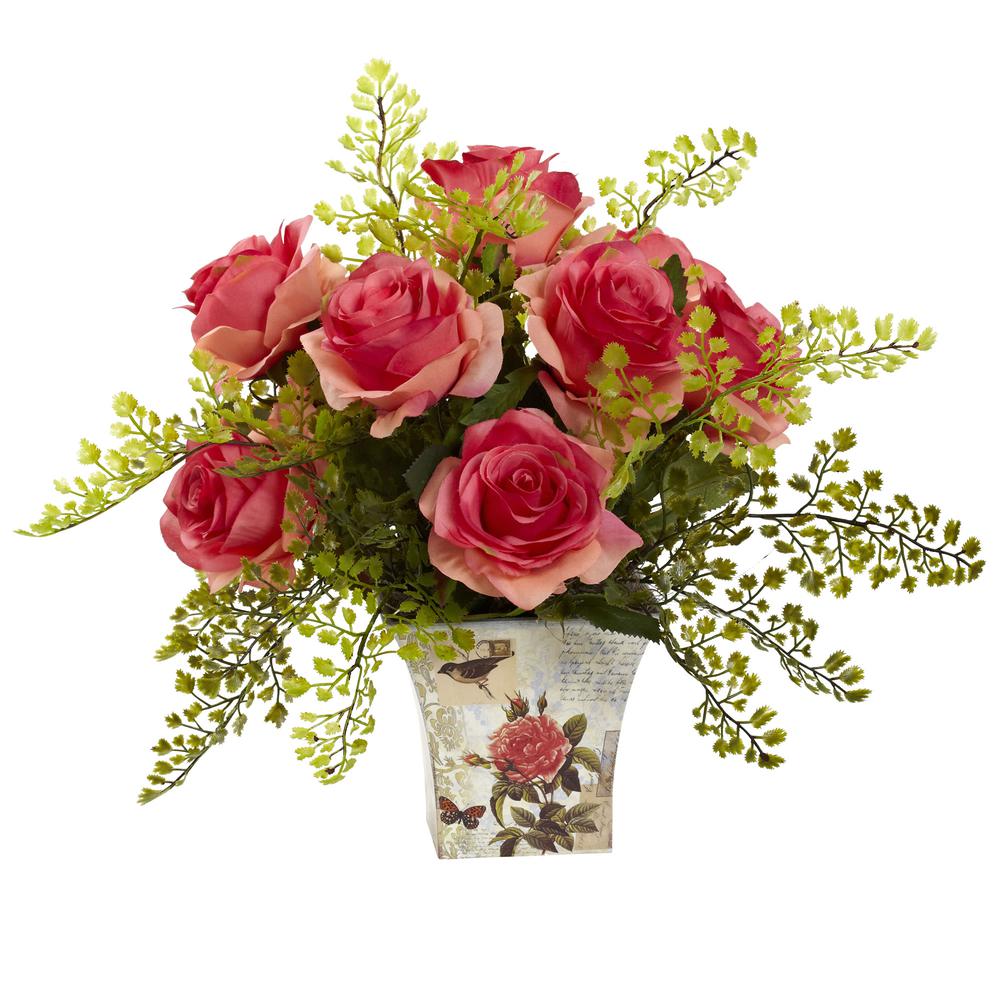 Rose & Maiden Hair with Floral Planter. Picture 1
