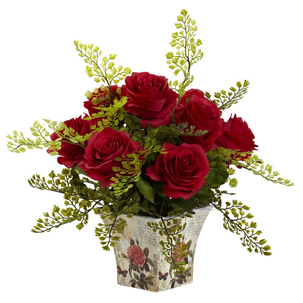 Rose & Maiden Hair Floral Planter. Picture 1