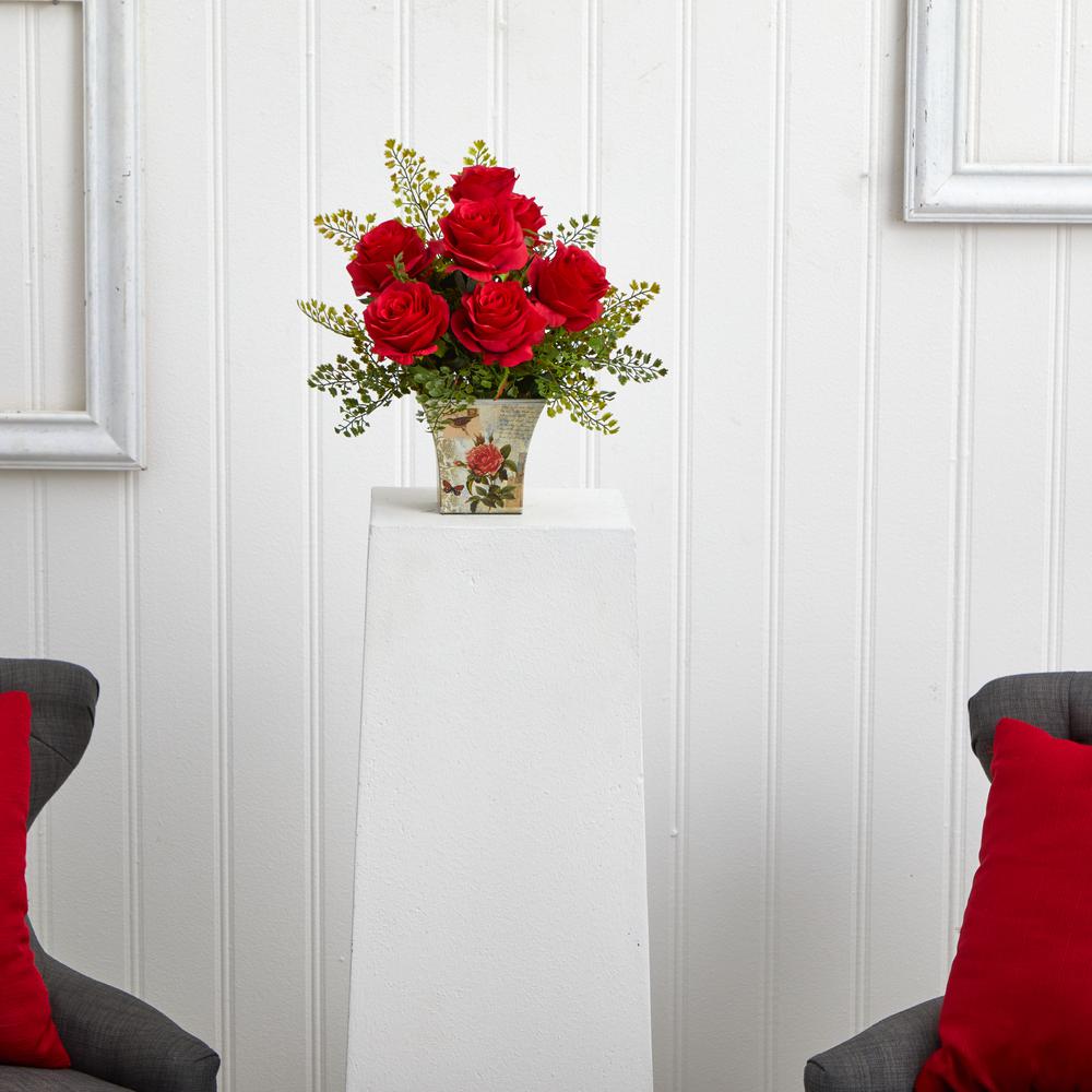 Rose & Maiden Hair Floral Planter. Picture 2