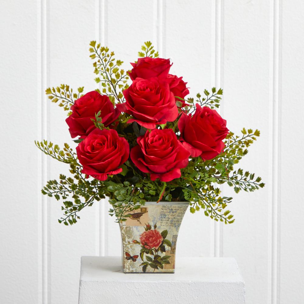 Rose & Maiden Hair Floral Planter. Picture 3