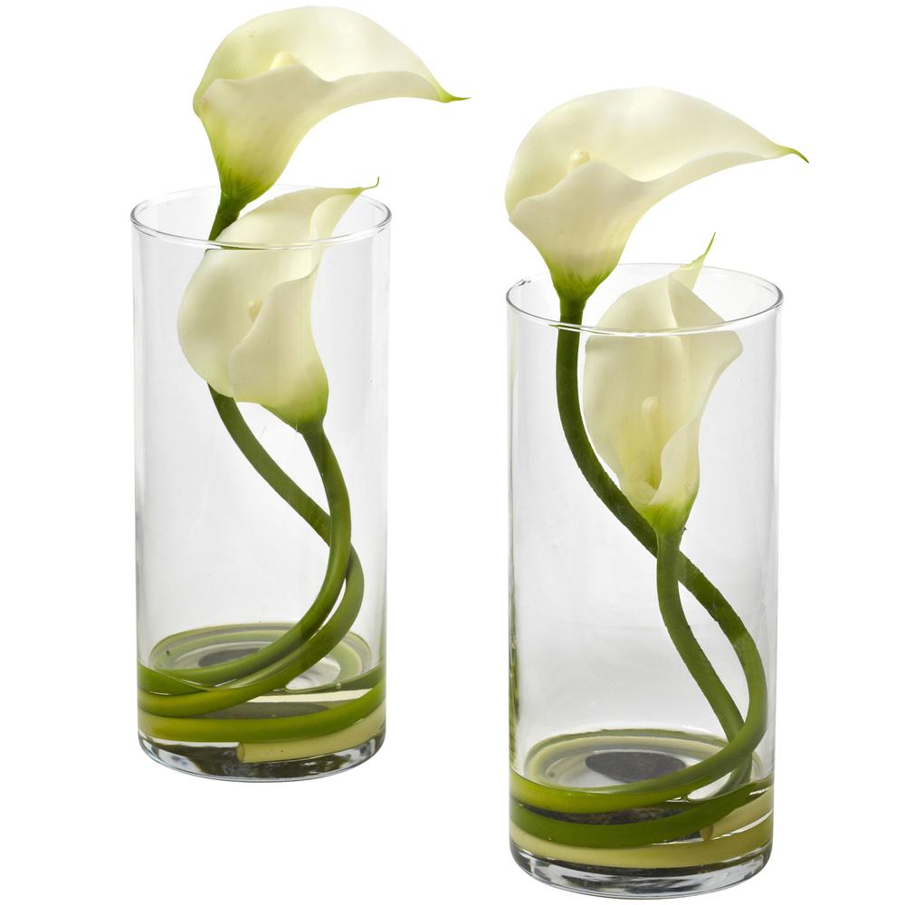 Double Calla Lily with Cylinder (Set of 2). Picture 1