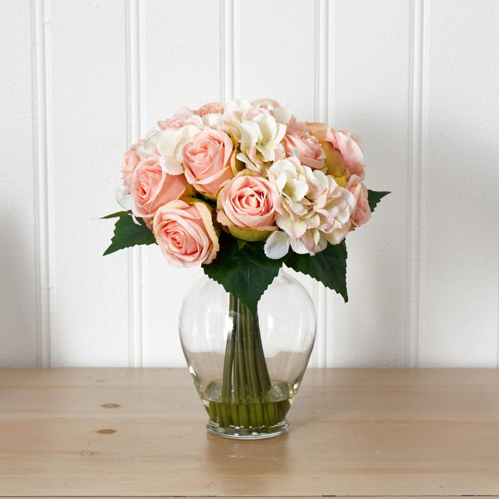 Rose and Hydrangea Bouquet Artificial Arrangement. Picture 2