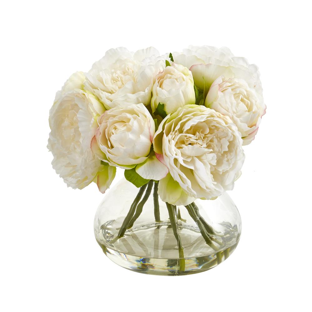 Peony Artificial Arrangement in Vase. Picture 1