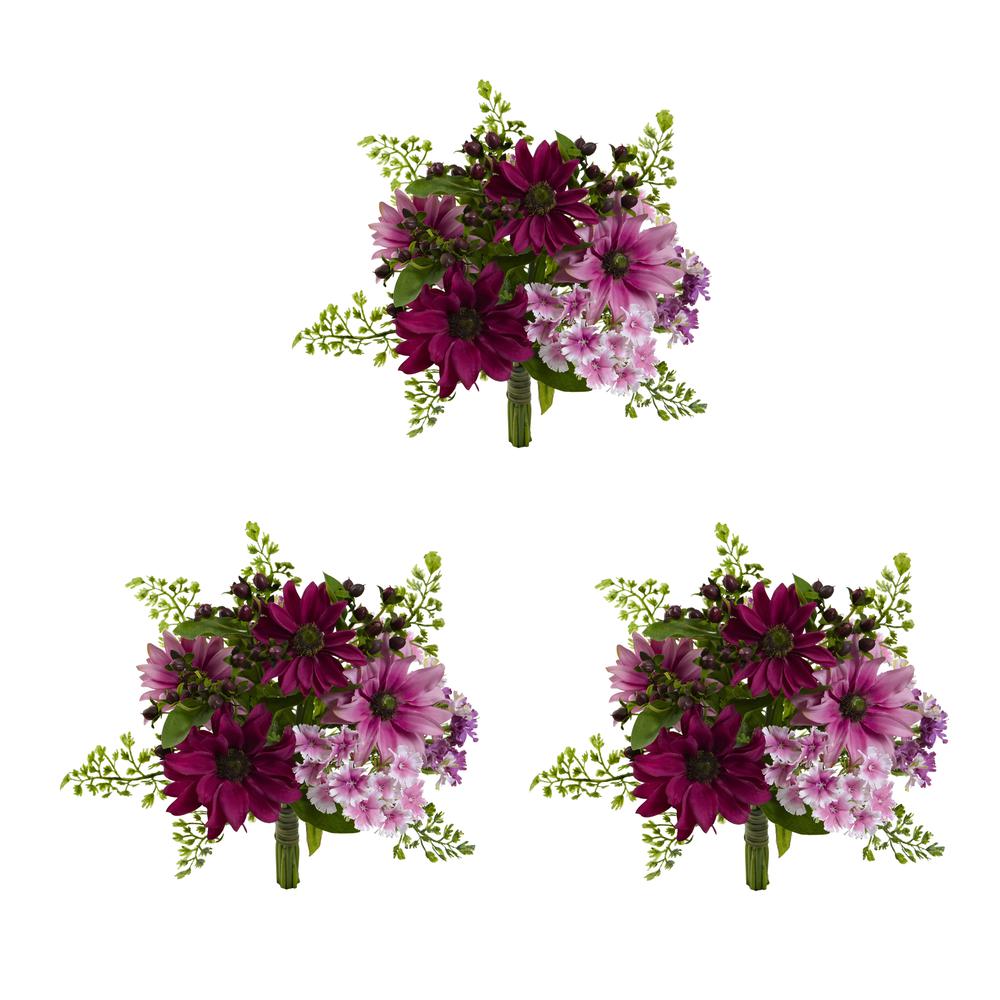9in. Mixed Pink Daisy Artificial Flower Bundle (Set of 3). Picture 2