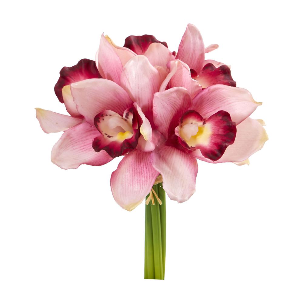 9in. Cymbidium Orchid Artificial Flower Bundle (Set of 6). Picture 1