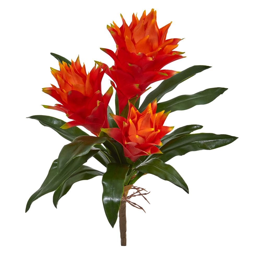 16in. Double Bromeliad Artificial Flower (Set of 6). Picture 1