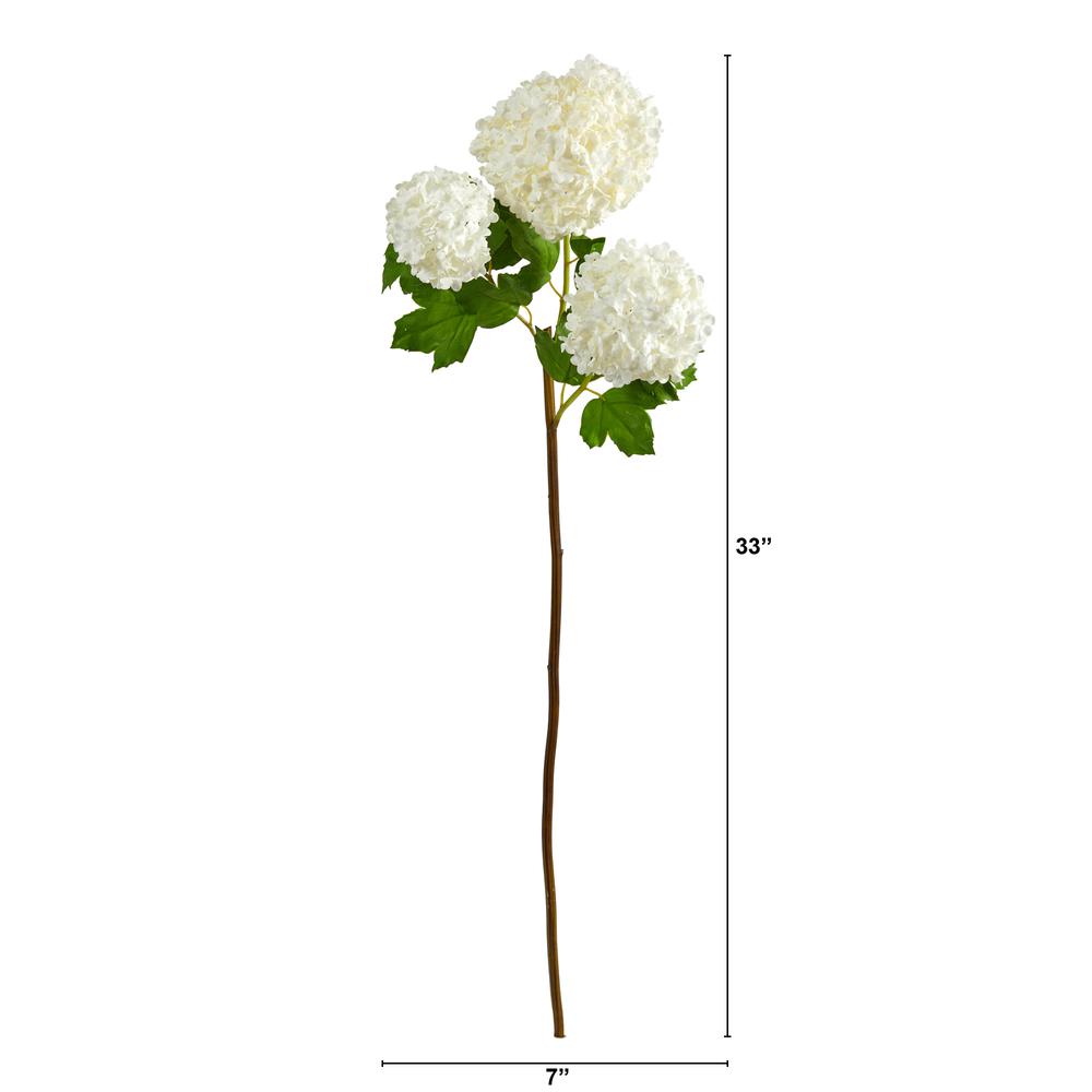 33in. Snowball Hydrangea Artificial Flower (Set of 2). Picture 2