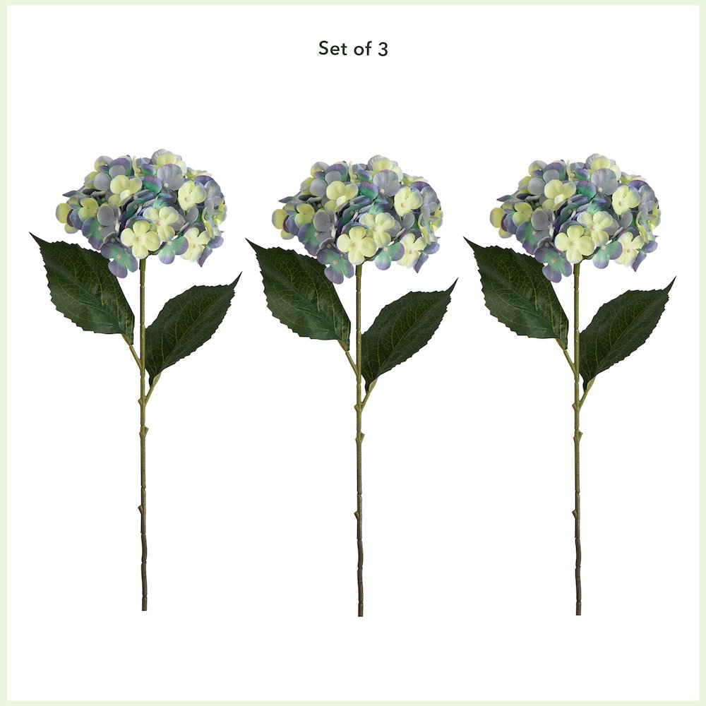 20in. Artificial Hydrangea Flower Stems, Set of 3. Picture 3