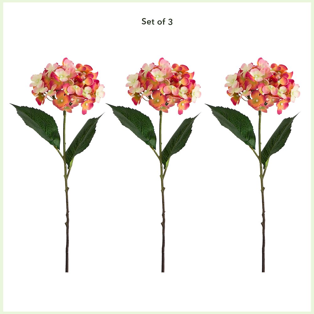 20in. Artificial Hydrangea Flower Stems, Set of 3. Picture 3