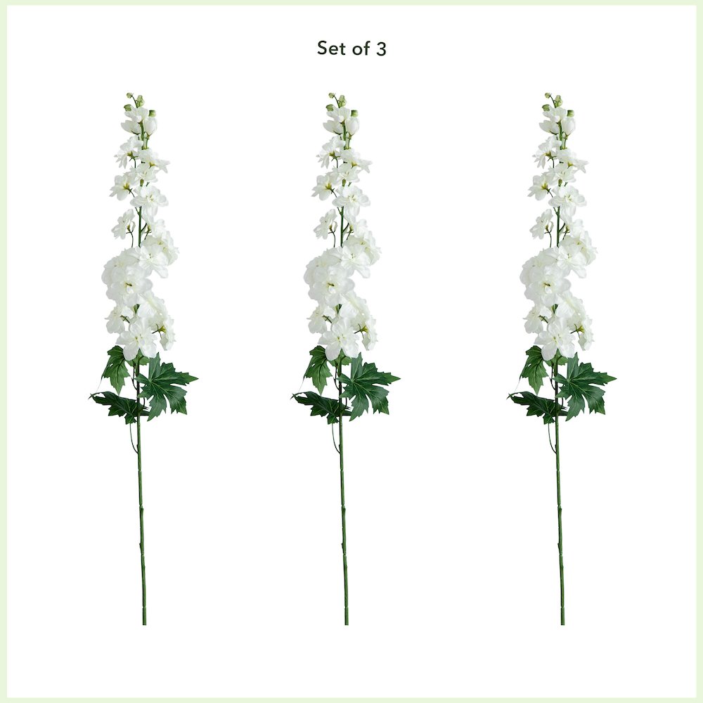 39in. Artificial Delphinium Flower Stems, Set of 3. Picture 3