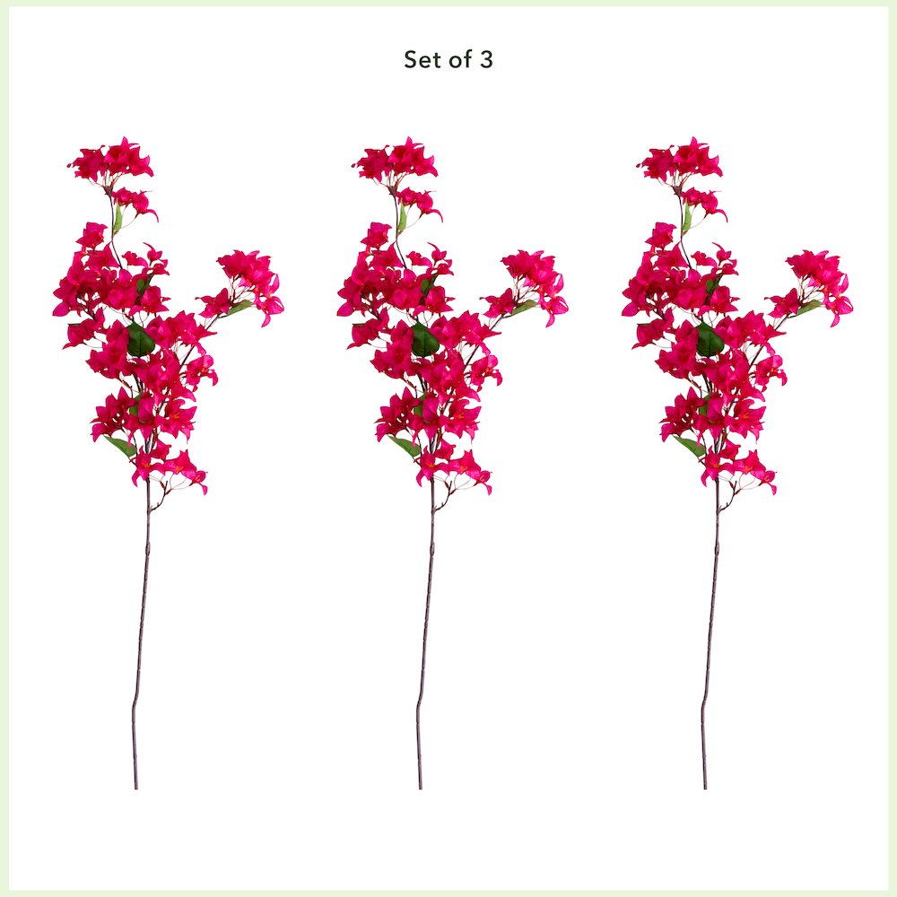 47in. Artificial Bougainvillea Flower Stems, Set of 3. Picture 3