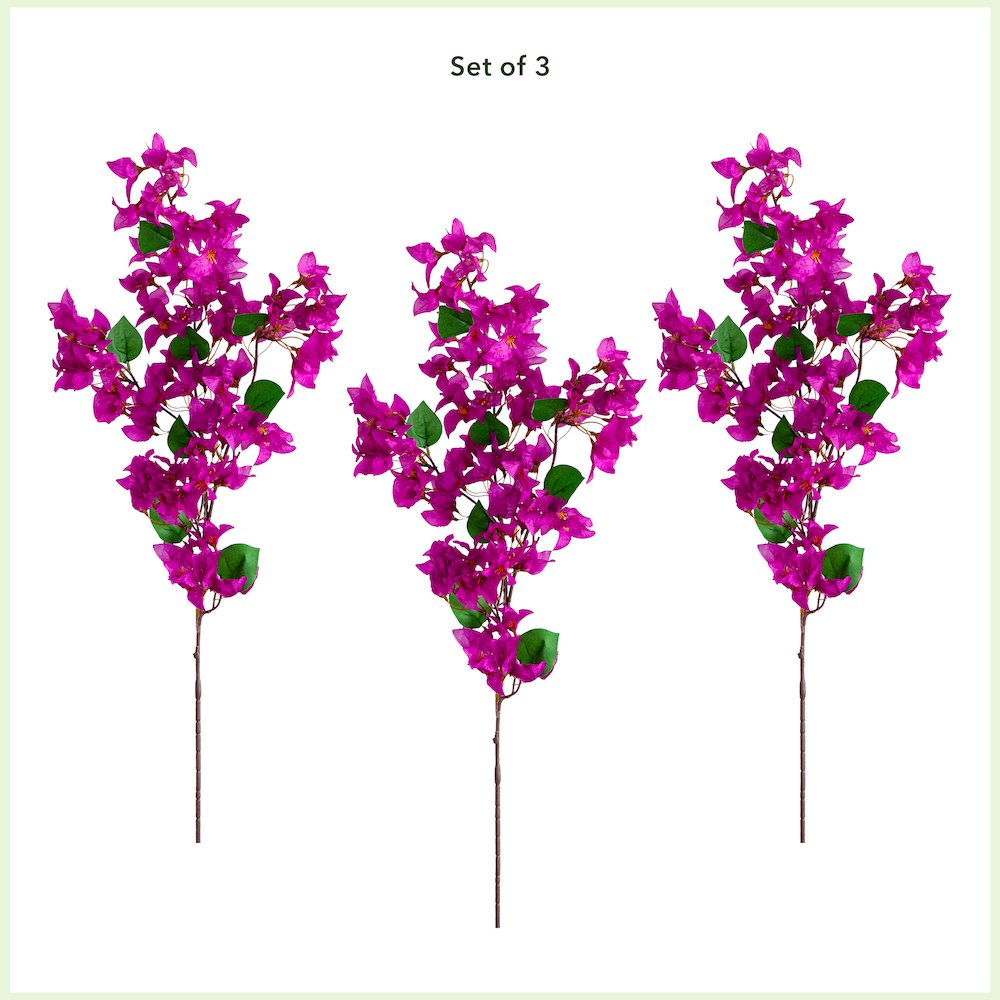 47in. Artificial Bougainvillea Flower Stems, Set of 3. Picture 3