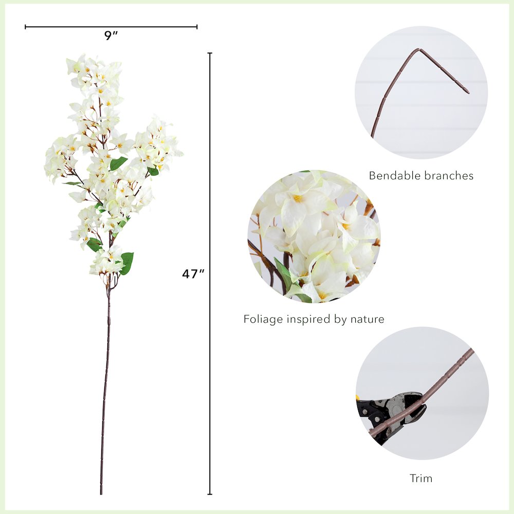 47in. Artificial Bougainvillea Flower Stems, Set of 3. Picture 5
