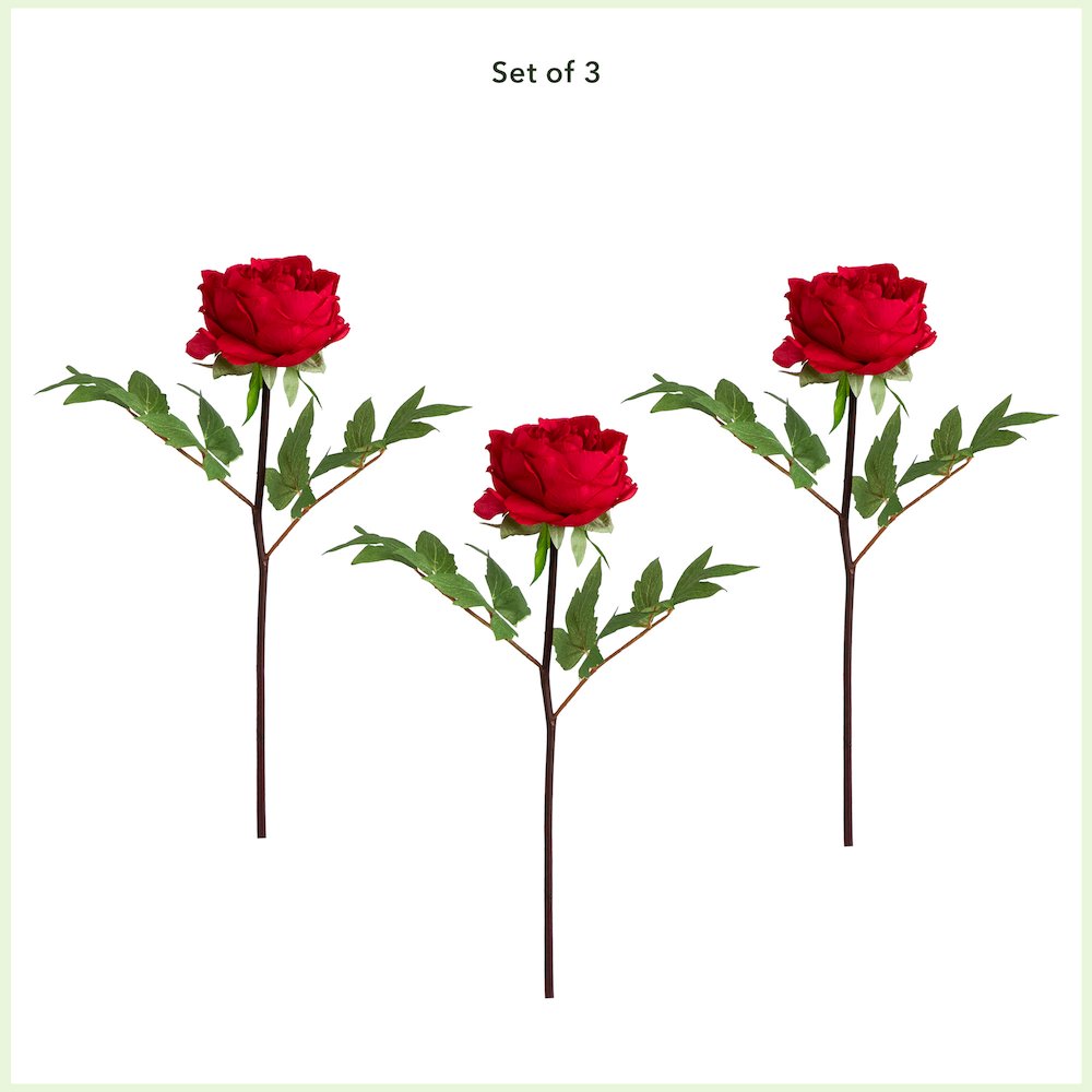 20in. Artificial Peony Flower Stems, Set of 3. Picture 3