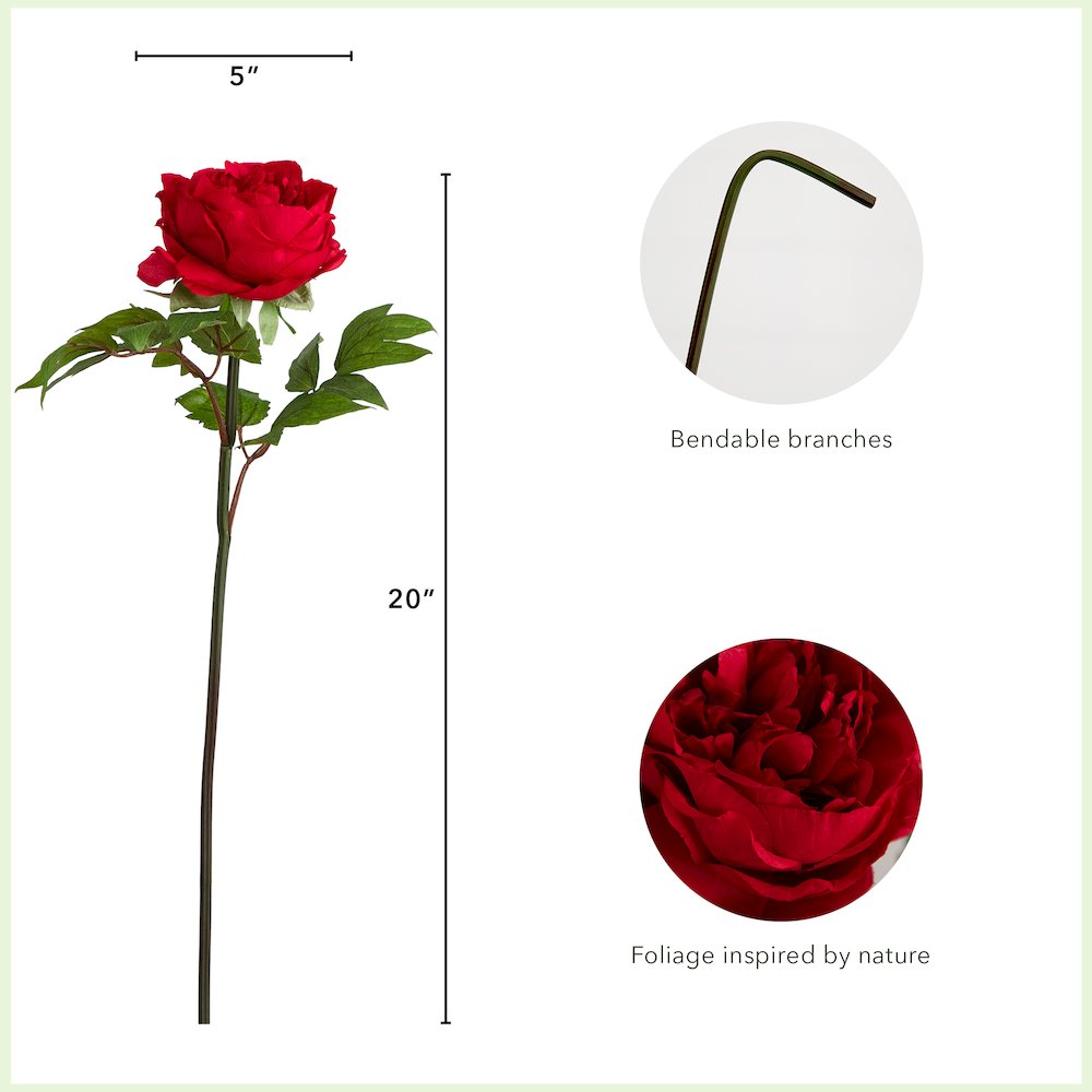 20in. Artificial Peony Flower Stems, Set of 3. Picture 6