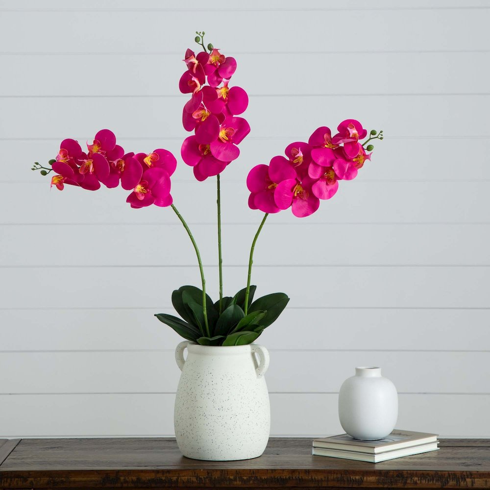 35in. Artificial Orchid Flower Stems, Set of 3. Picture 6