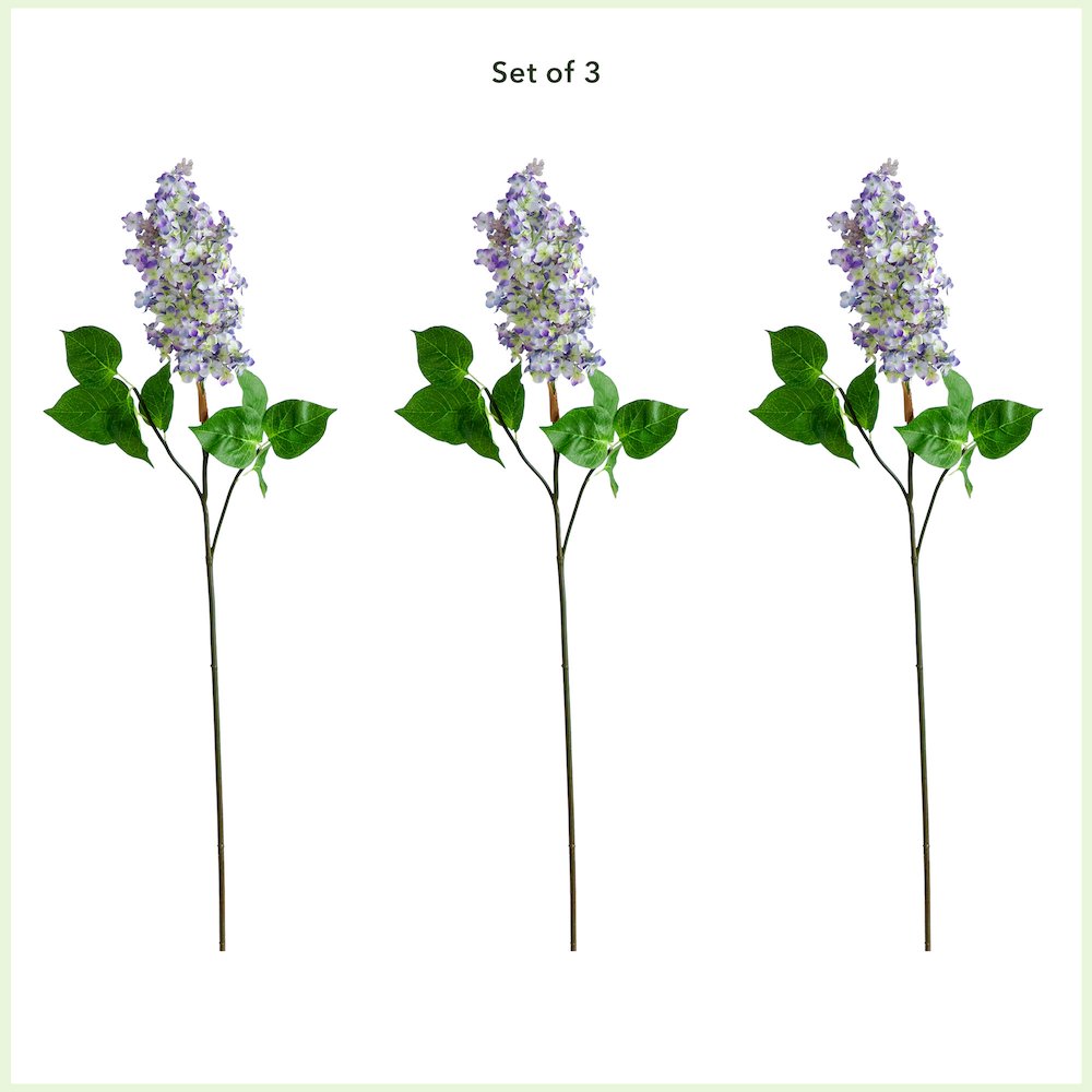 36in. Artificial Lilac Flower Stems, Set of 3. Picture 3