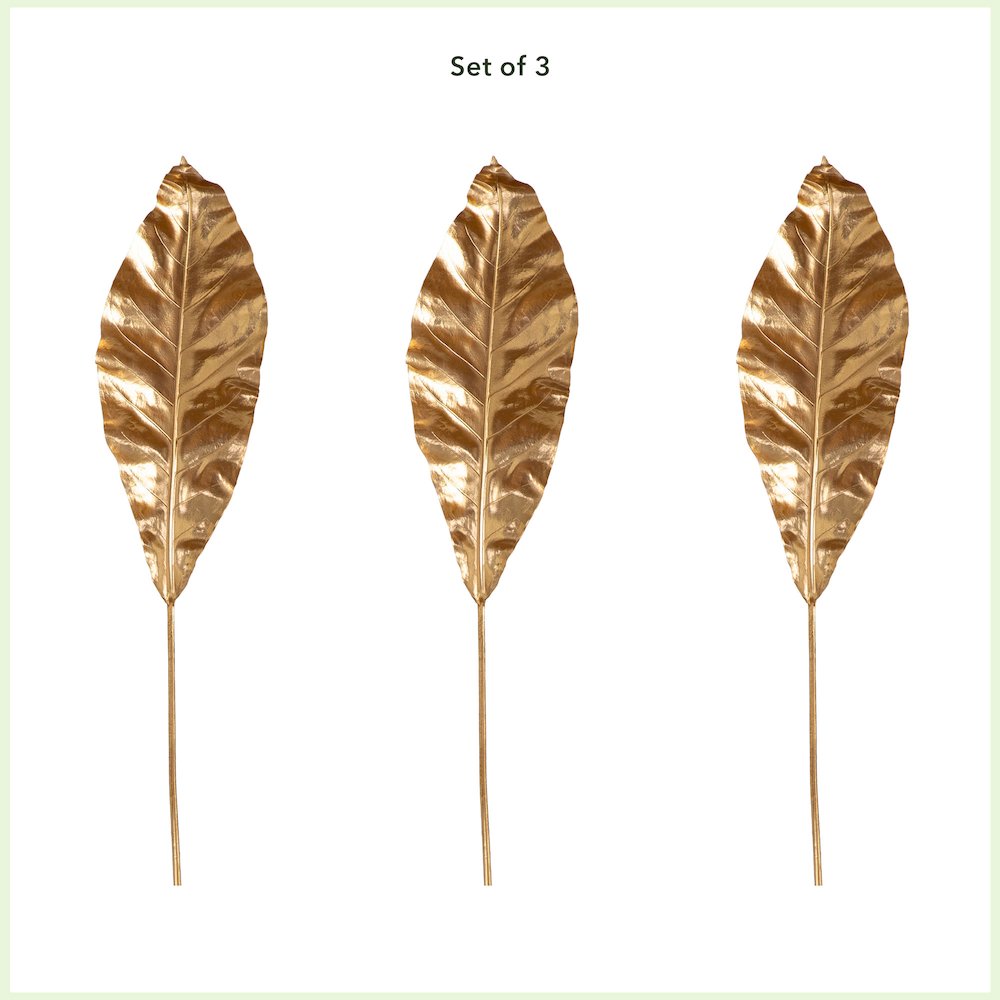 42in. Artificial Palm Gold Stems, Set of 3. Picture 3