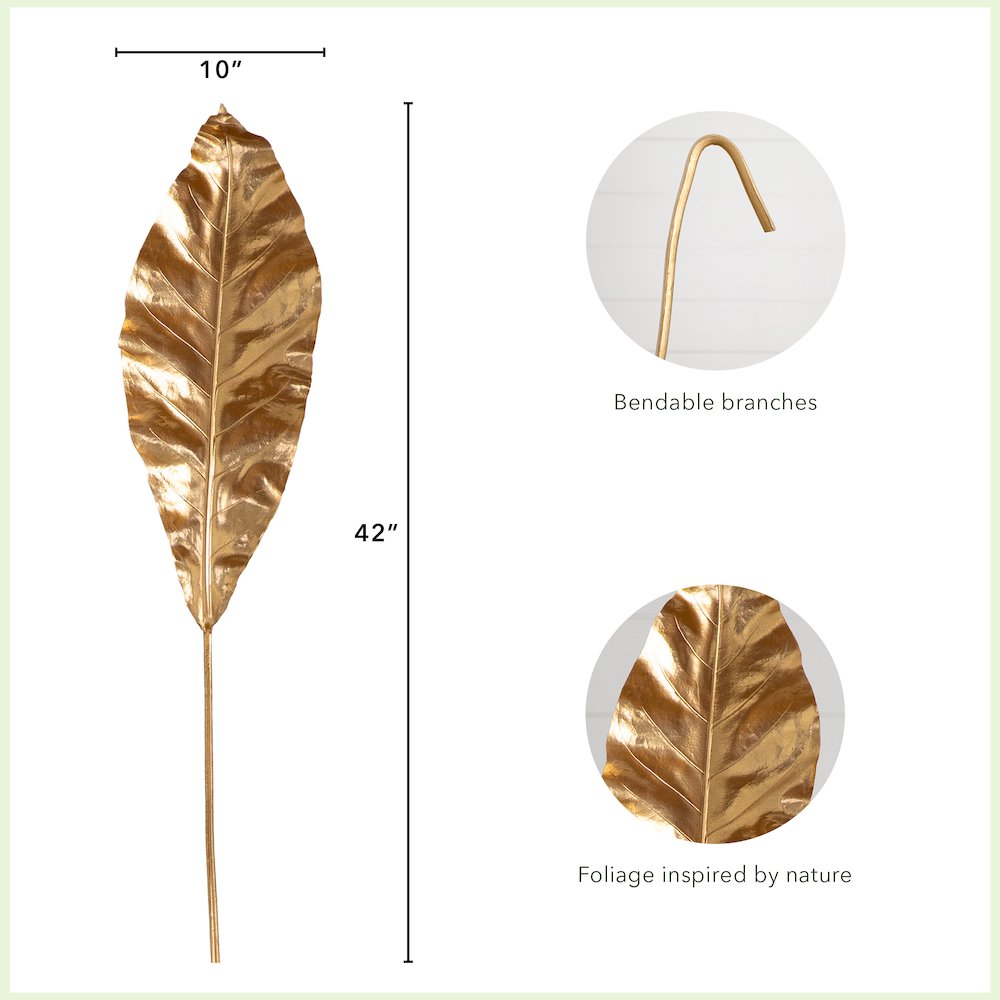 42in. Artificial Palm Gold Stems, Set of 3. Picture 5