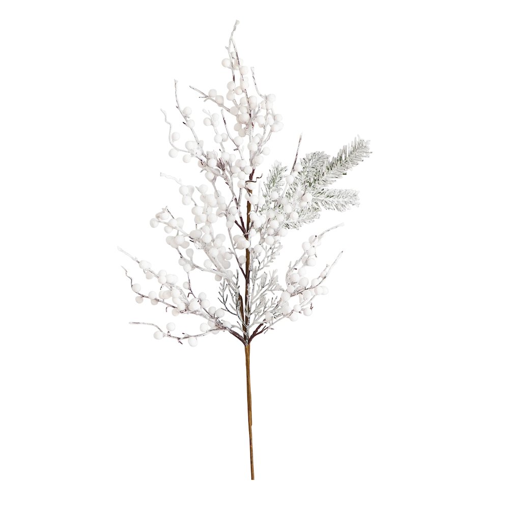 30in. Artificial Flocked Berry Stems, Set of 3. Picture 1