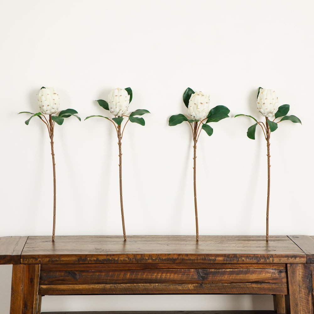 26in. Artificial King Protea Flower Stems - Set of 4. Picture 7