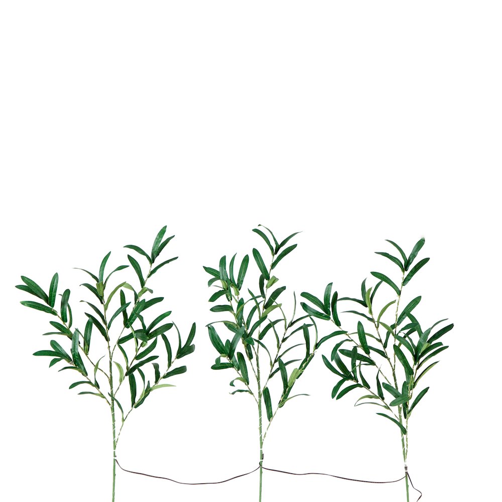 23in. Lighted Artificial Olive Branch Stems - Set of 3. Picture 1