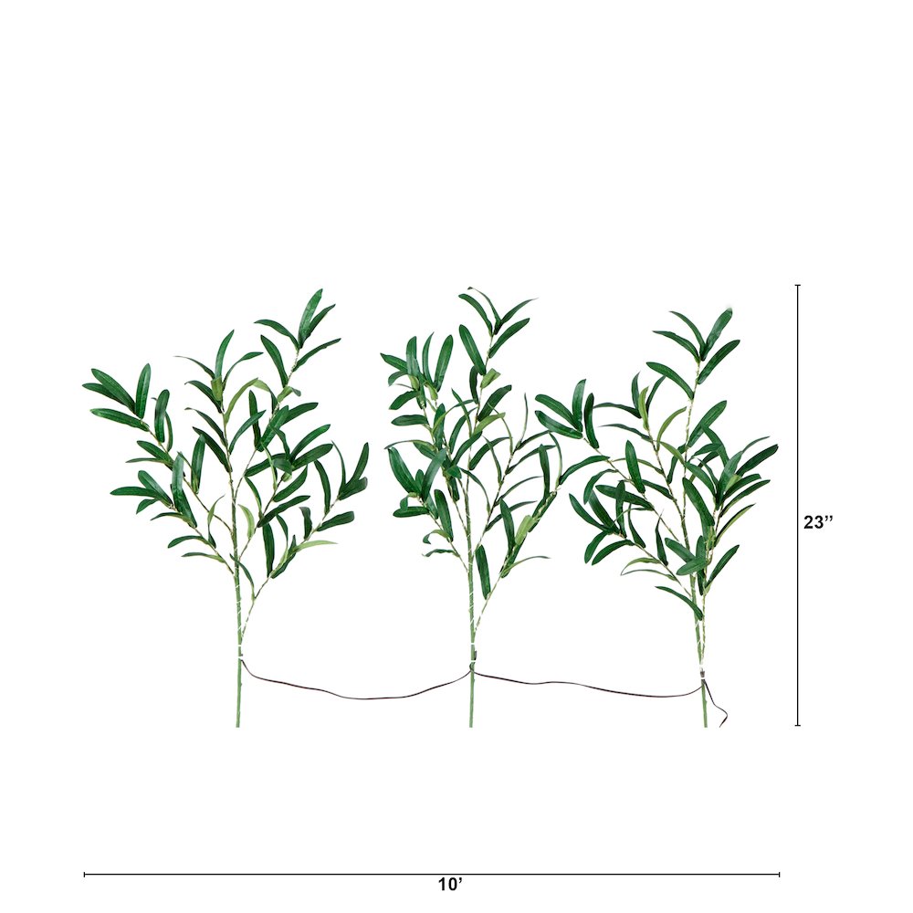 23in. Lighted Artificial Olive Branch Stems - Set of 3. Picture 5