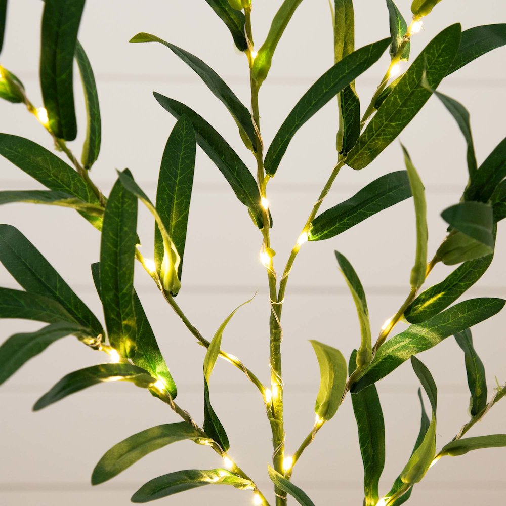 23in. Lighted Artificial Olive Branch Stems - Set of 3. Picture 6