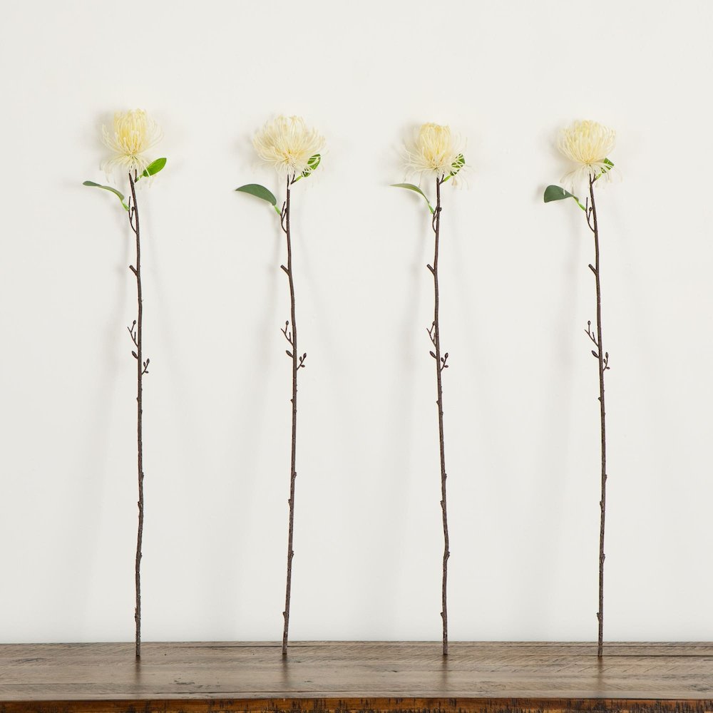 24in. Artificial Pincushion Protea Flower Stem - Set of 4. Picture 7