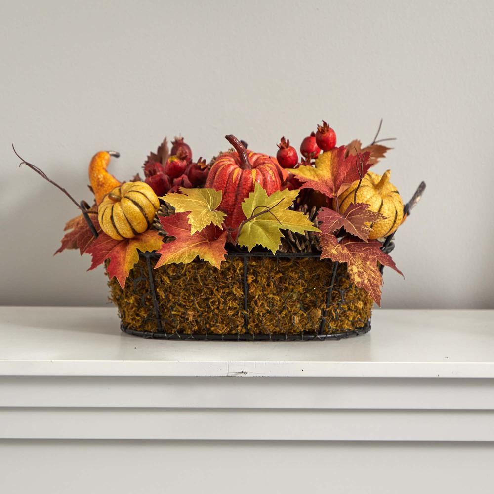 Pumpkin, Gourd, Berry and Maple Leaf Artificial Arrangement. Picture 4