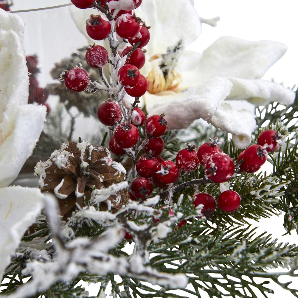 Frosted Magnolia & Berry Artificial Arrangement Candelabrum. Picture 3