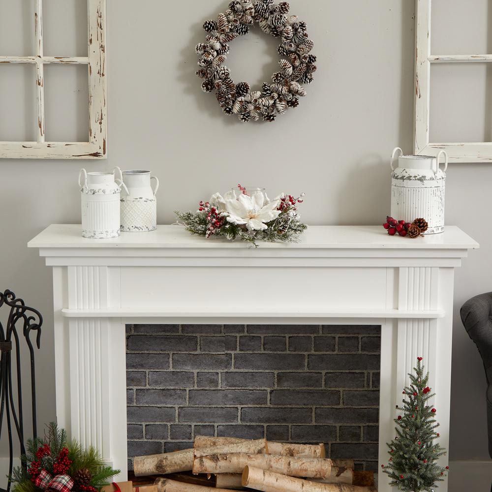 Frosted Magnolia & Berry Artificial Arrangement Candelabrum. Picture 6