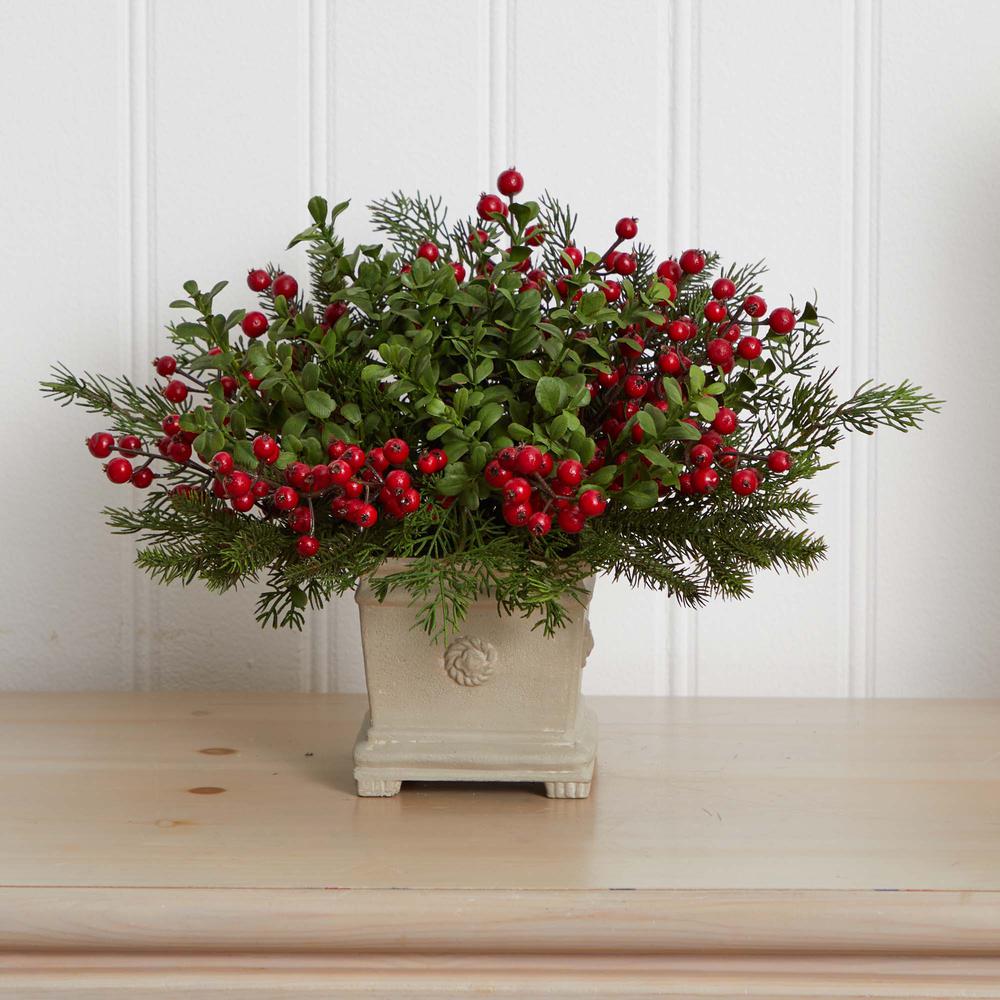 Holiday Berry and Pine Artificial Arrangement. Picture 2