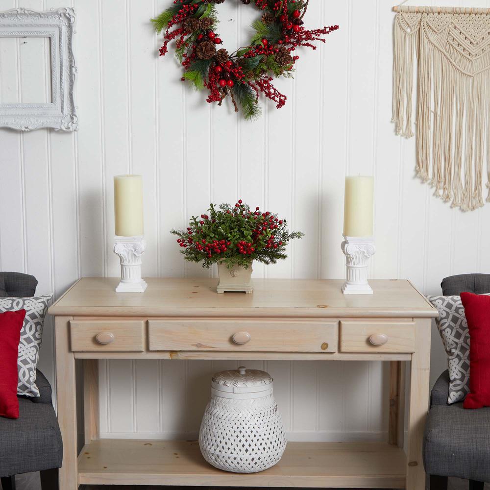 Holiday Berry and Pine Artificial Arrangement. Picture 3