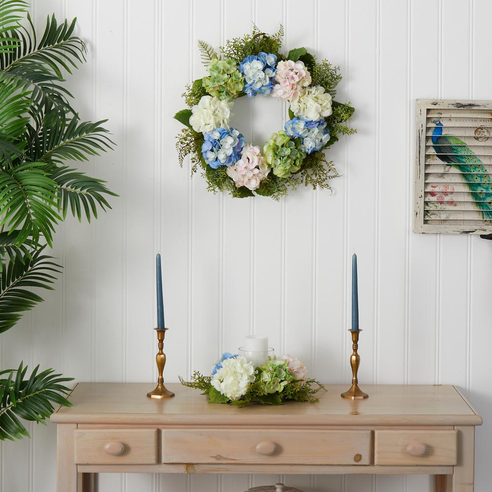 24in. Hydrangea Wreath, Blue. Picture 2
