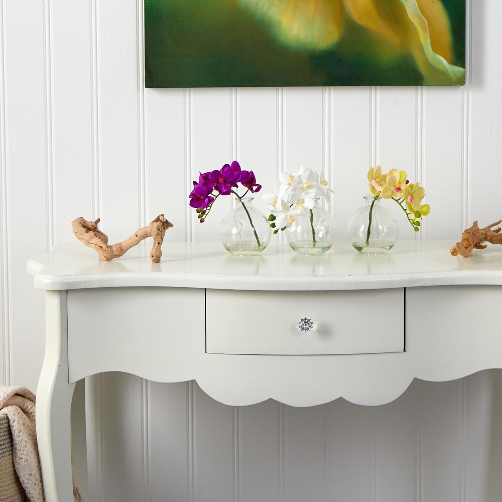 9in. Phalaenopsis Orchid Artificial Arrangement in Vase, Set of 3. Picture 3