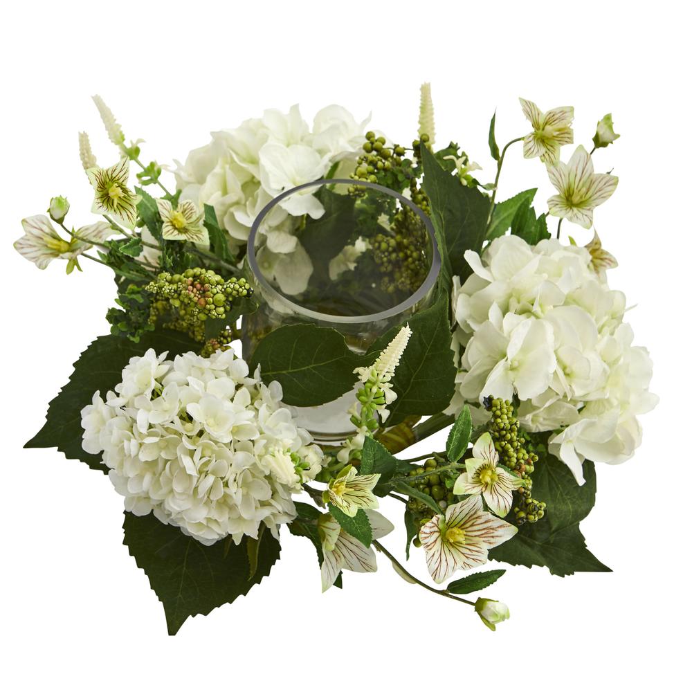 Hydrangea Artificial Arrangement Candelabrum. Picture 1