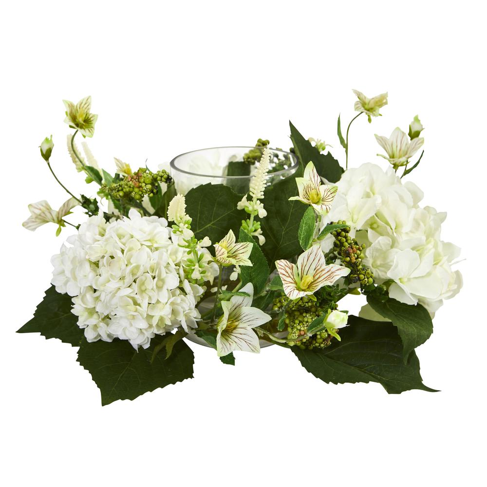 Hydrangea Artificial Arrangement Candelabrum. Picture 3