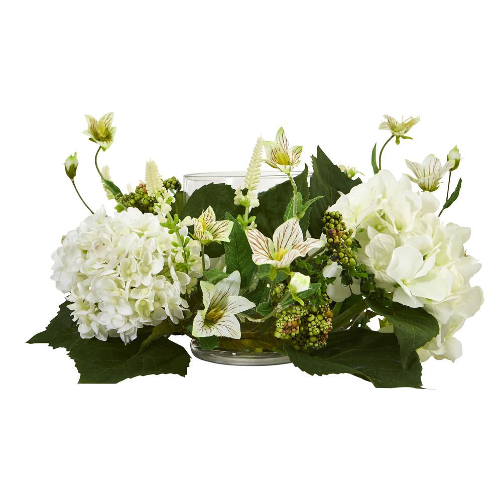 Hydrangea Artificial Arrangement Candelabrum. Picture 2