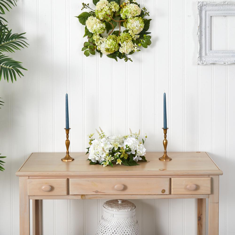 Hydrangea Artificial Arrangement Candelabrum. Picture 4