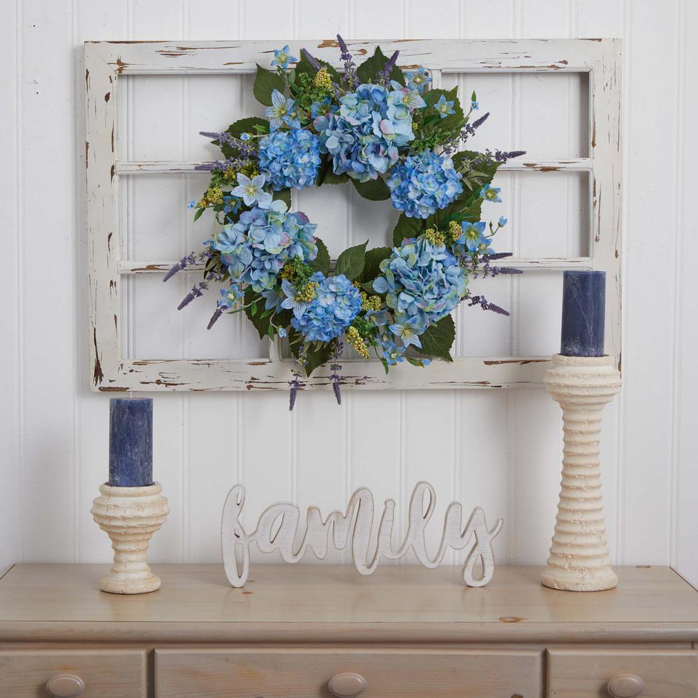 24in. Hydrangea Wreath Blue. Picture 3
