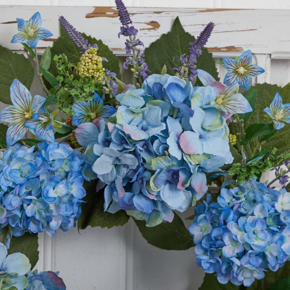 24in. Hydrangea Wreath Blue. Picture 2