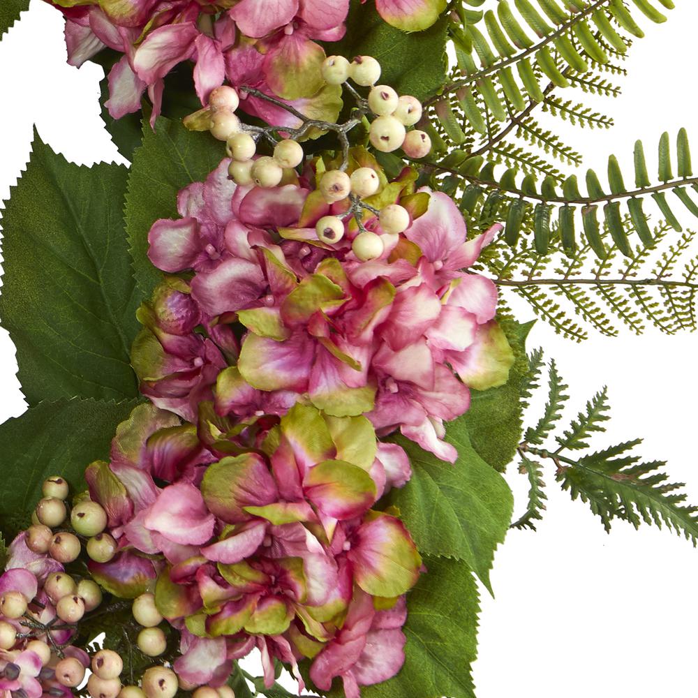 24in. Hydrangea Berry Wreath, Pink. Picture 4