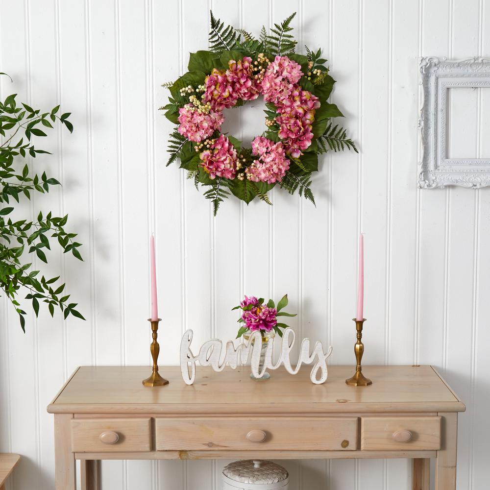 24in. Hydrangea Berry Wreath, Pink. Picture 5
