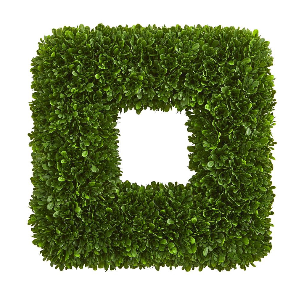17in. Tea Leaf Square Wreath UV Resistant (Indoor/Outdoor). Picture 1