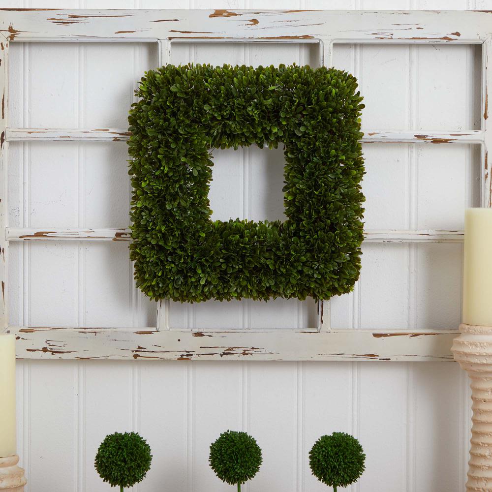 17in. Tea Leaf Square Wreath UV Resistant (Indoor/Outdoor). Picture 2