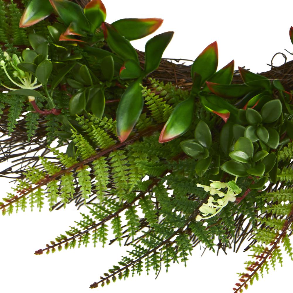 23in. Assorted Fern Wreath UV Resistant (Indoor/Outdoor). Picture 3