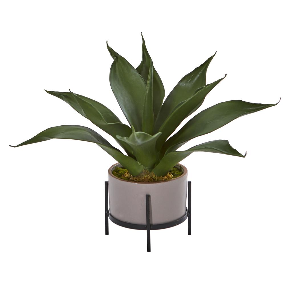14in. Agave Succulent in Decorative Planter. Picture 1