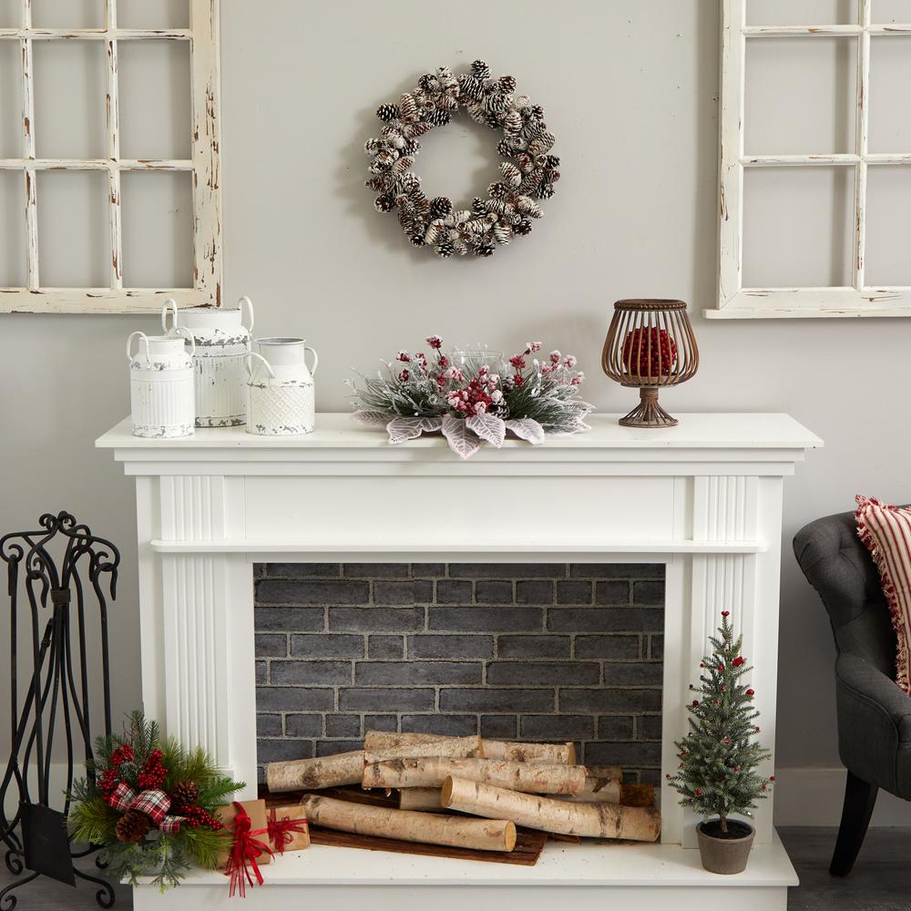 Snowy Magnolia Berry Artificial Arrangement Candelabrum. Picture 2