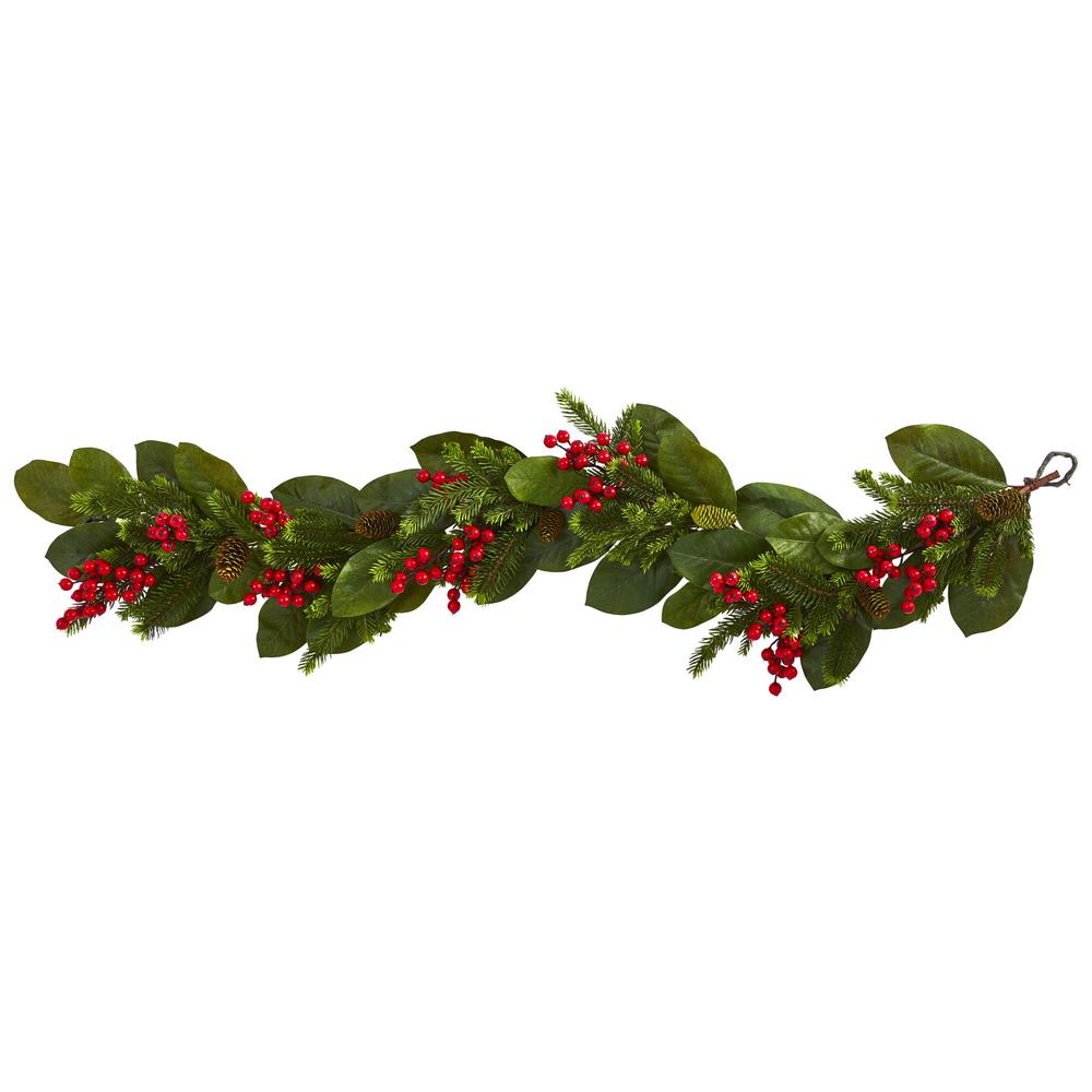 5ft. Magnolia Berry Pine Artificial Garland. Picture 4